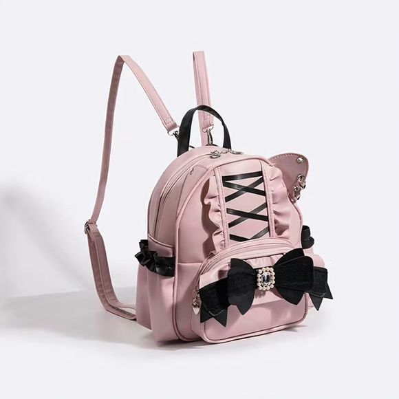 Kawaii Cat Ear Backpack – Pink Lolita Y2K Style - Picture 3 of 5